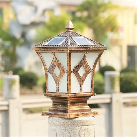 solar powered pillar lights outdoor.